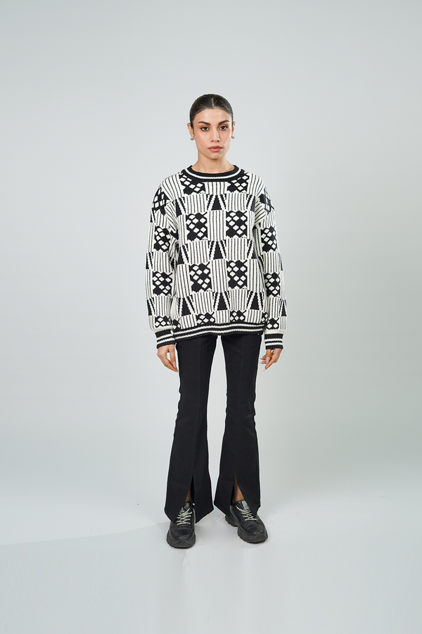 Patterned Crew-Neck Sweater