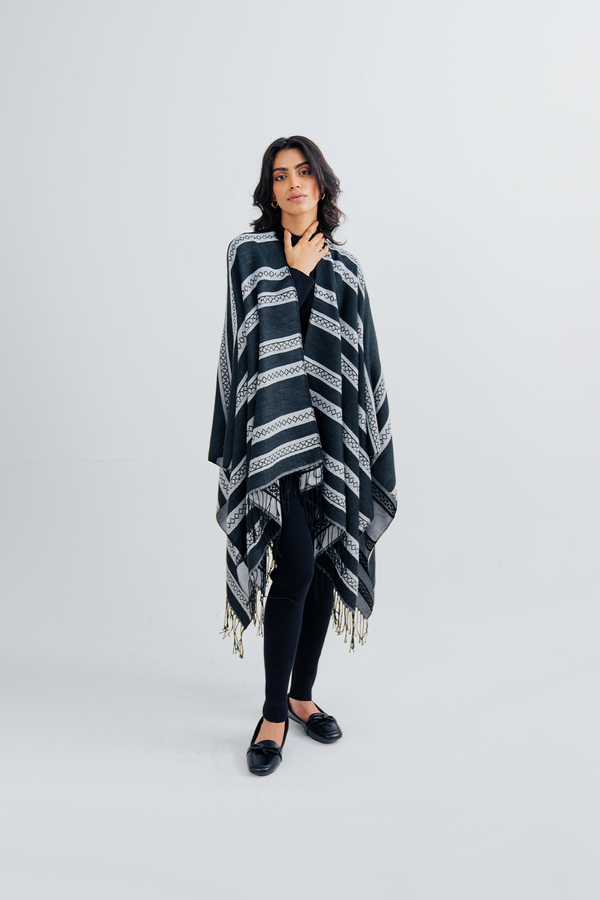 Ladies Striped Cape Shawl