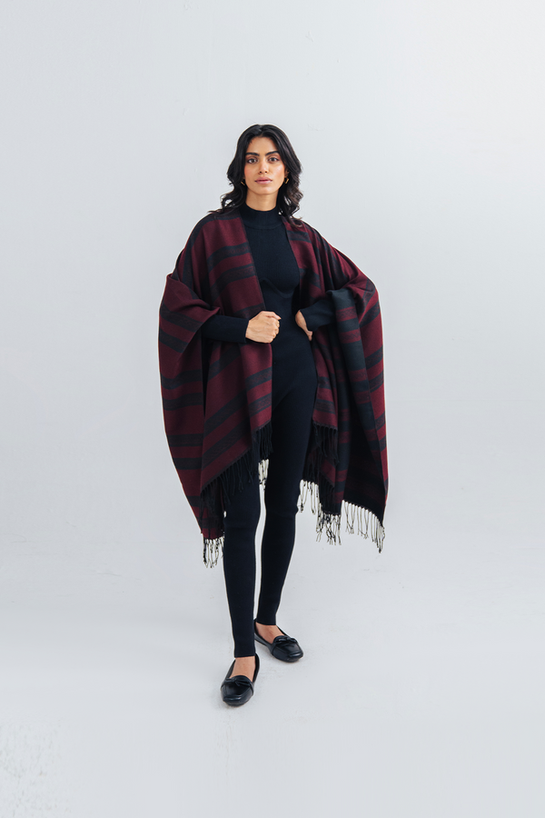 Ladies Striped Cape Shawl