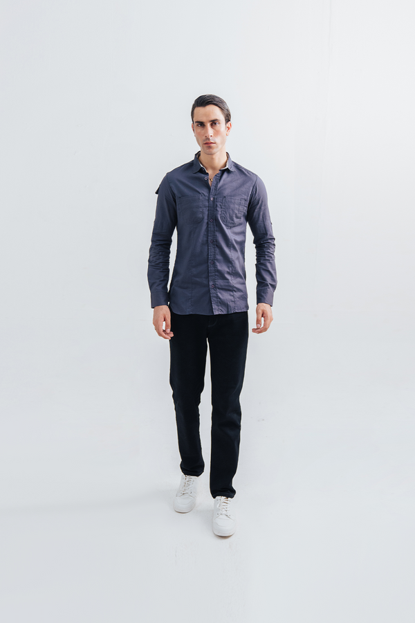 Men Double Pocket Casual Shirt