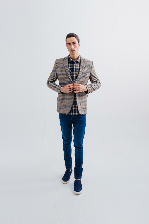 Riversland Check Pattern Casual Coat