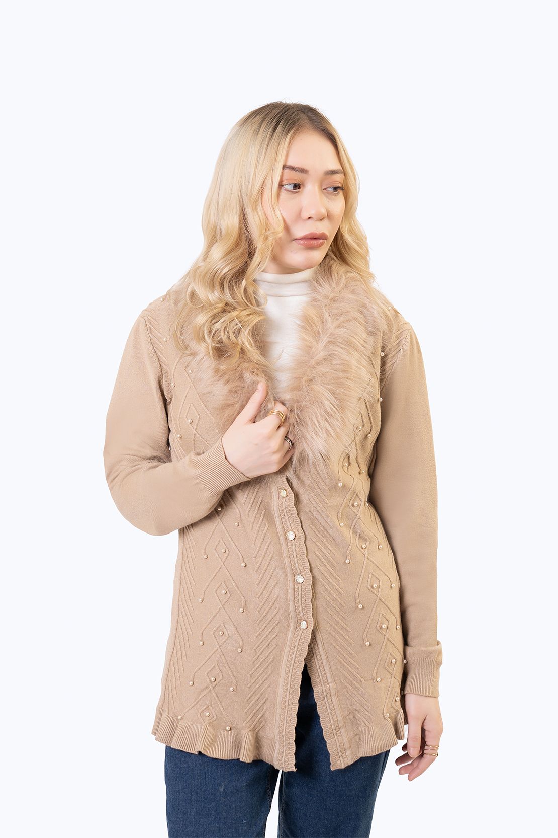 Women Fur Neck Sweater