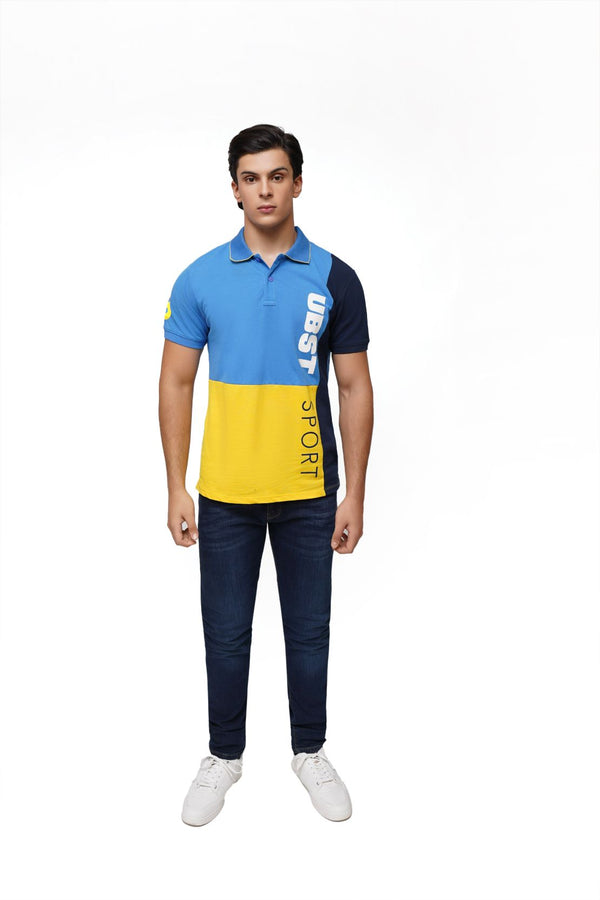 Men Contrast Panel Polo