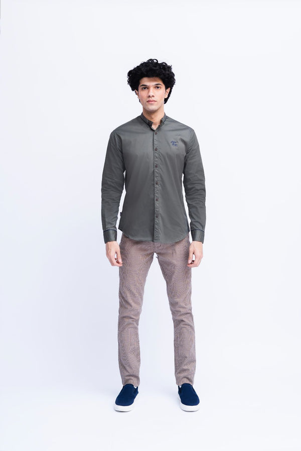 Men Ban Collar Casual Shirt