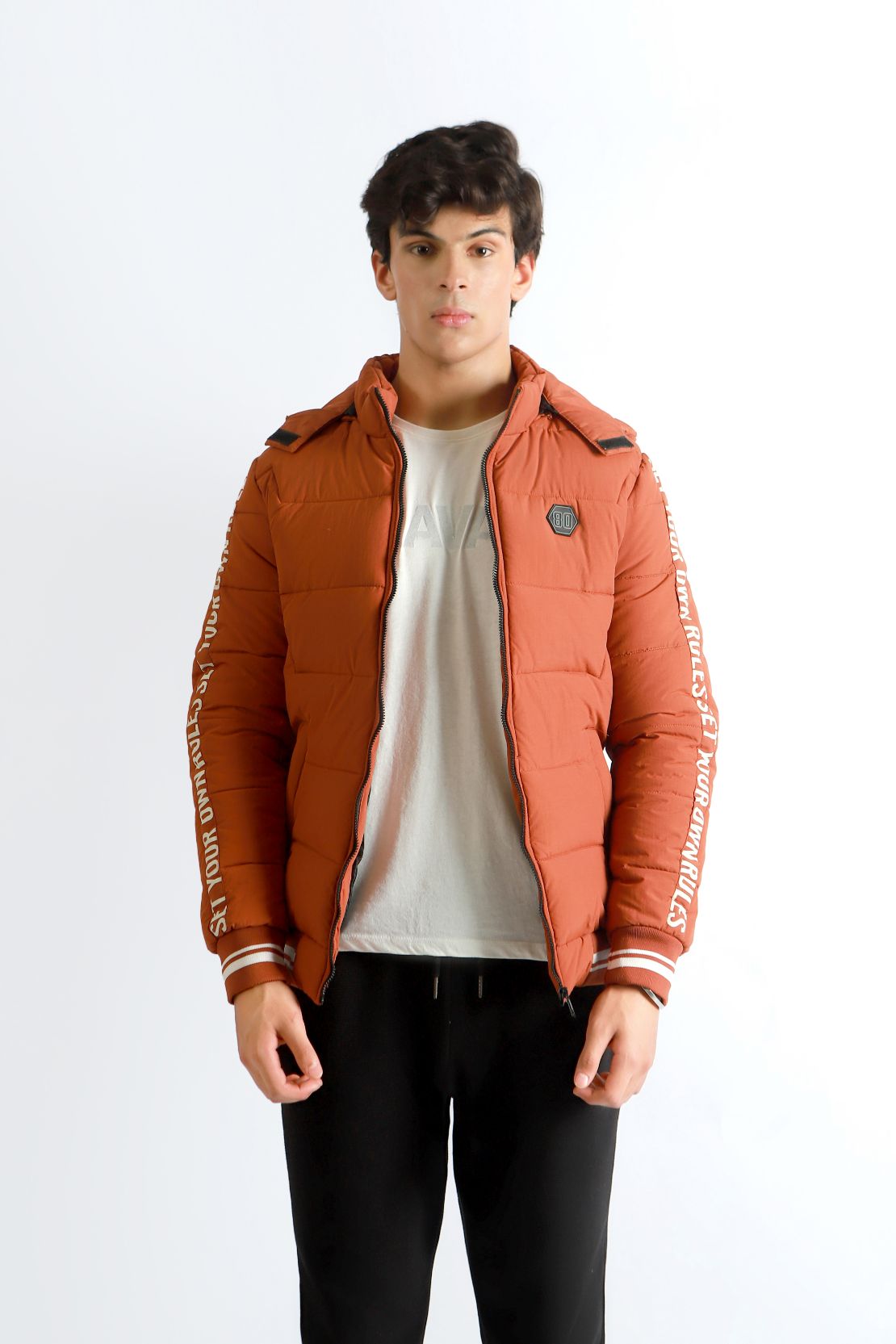 Mens puffer jacket orange hotsell