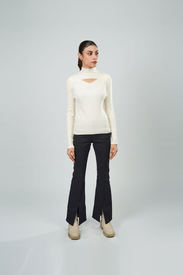 Ladies Turtleneck Ribbed Sweater